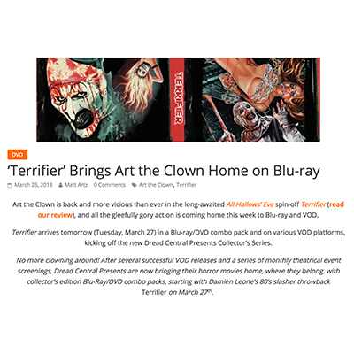‘Terrifier’ Brings Art the Clown Home on Blu-ray